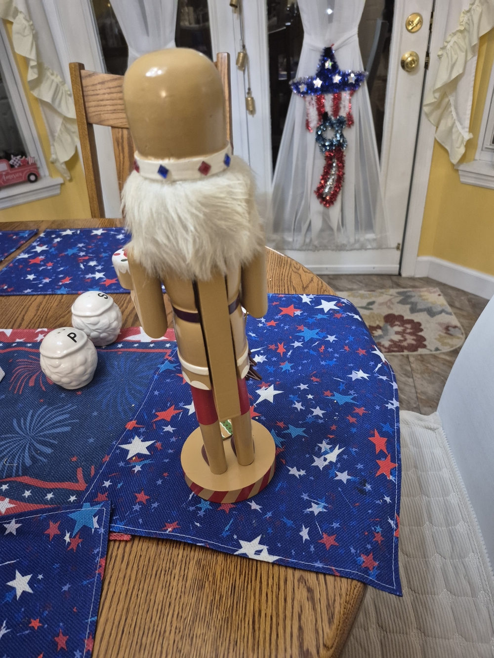 Gingerbread Man Wooden Nutcracker In Beige and Red - Picture 4 of 4